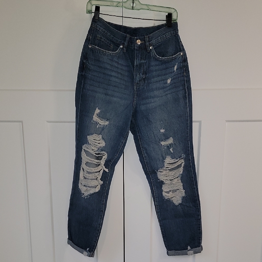 Distressed Blue Jeans
